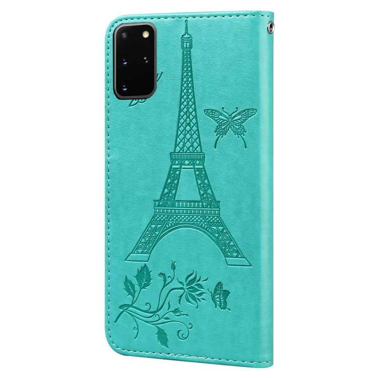 For Samsung Galaxy S20+ Embossing Tower Butterflies Pattern Horizontal Flip PU Leather Case with Holder & Card Slot & Wallet