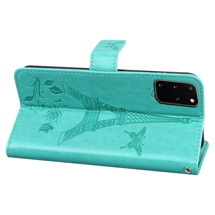 For Samsung Galaxy S20+ Embossing Tower Butterflies Pattern Horizontal Flip PU Leather Case with Holder & Card Slot & Wallet