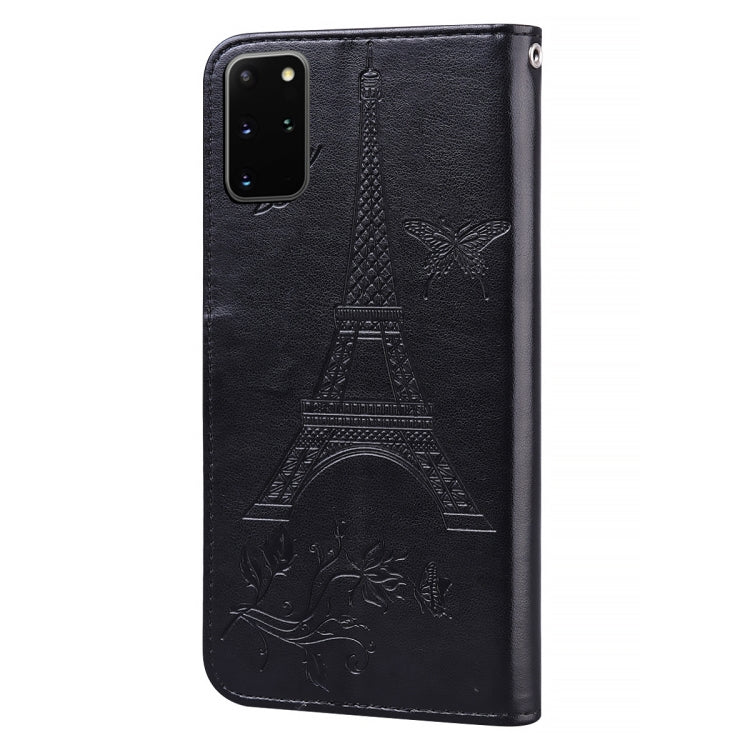 For Samsung Galaxy S20+ Embossing Tower Butterflies Pattern Horizontal Flip PU Leather Case with Holder & Card Slot & Wallet