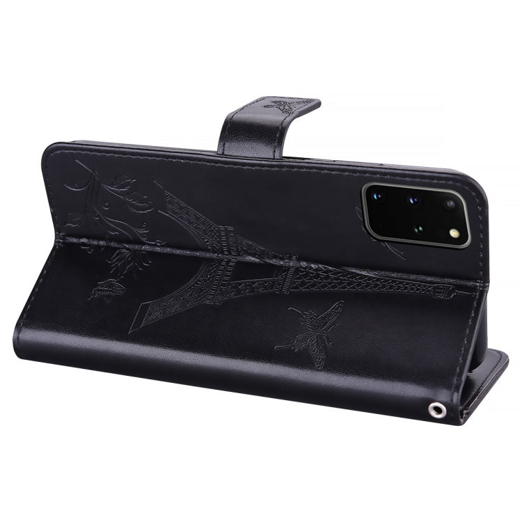 For Samsung Galaxy S20+ Embossing Tower Butterflies Pattern Horizontal Flip PU Leather Case with Holder & Card Slot & Wallet