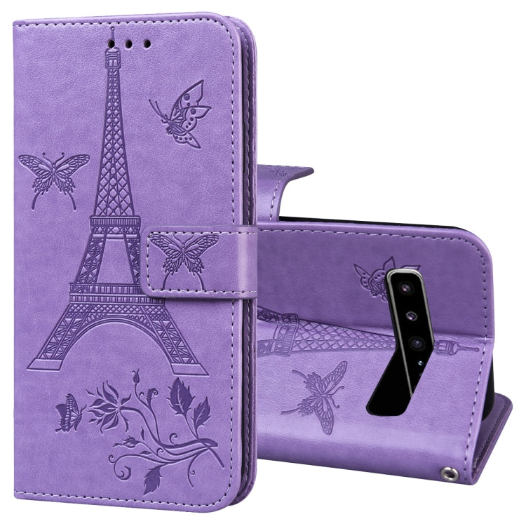 For Samsung Galaxy S10 5G Embossing Tower Butterflies Pattern Horizontal Flip PU Leather Case with Holder & Card Slot & Wallet