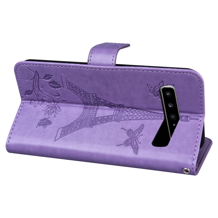 For Samsung Galaxy S10 5G Embossing Tower Butterflies Pattern Horizontal Flip PU Leather Case with Holder & Card Slot & Wallet