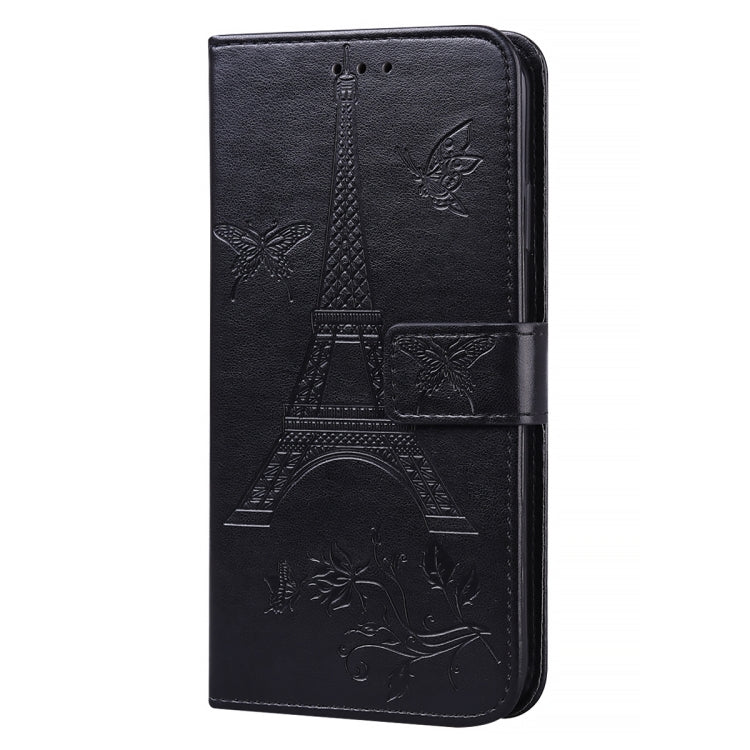 For Samsung Galaxy S10e Embossing Tower Butterflies Pattern Horizontal Flip PU Leather Case with Holder & Card Slot & Wallet