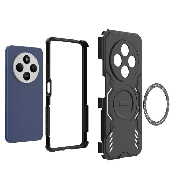 For Redmi 14C 4G Global Butterfly Armor MagSafe Magnetic Ring Shockproof Phone Case
