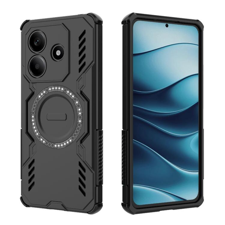 For Redmi Note 14 5G Global Butterfly Armor MagSafe Magnetic Ring Shockproof Phone Case