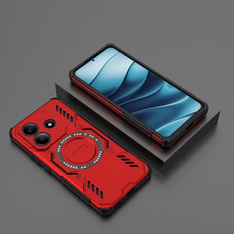 For Redmi Note 14 5G Global Butterfly Armor MagSafe Magnetic Ring Shockproof Phone Case