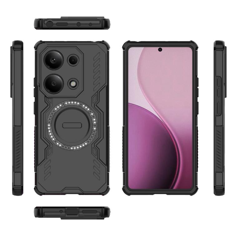 For Redmi Note 13 Pro 4G Global Butterfly Armor MagSafe Magnetic Ring Shockproof Phone Case