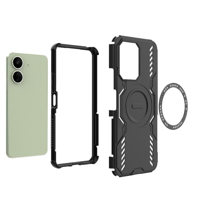 For Redmi 13C 4G Global Butterfly Armor MagSafe Magnetic Ring Shockproof Phone Case