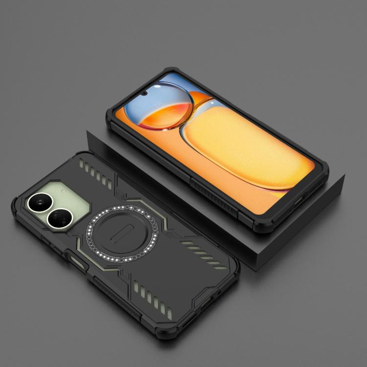 For Redmi 13C 4G Global Butterfly Armor MagSafe Magnetic Ring Shockproof Phone Case