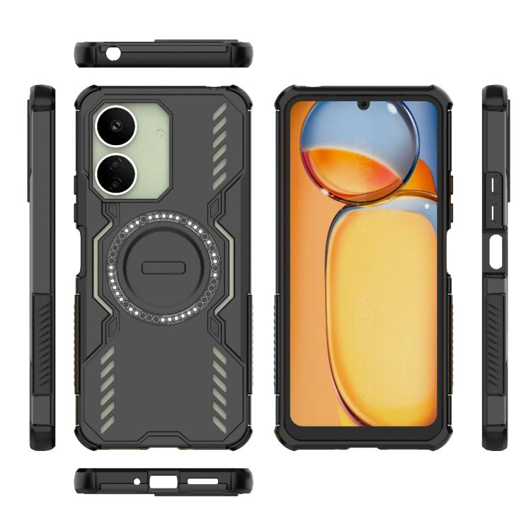 For Redmi 13C 4G Global Butterfly Armor MagSafe Magnetic Ring Shockproof Phone Case