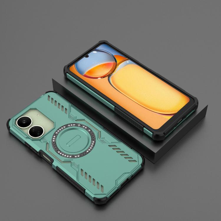 For Redmi 13C 4G Global Butterfly Armor MagSafe Magnetic Ring Shockproof Phone Case