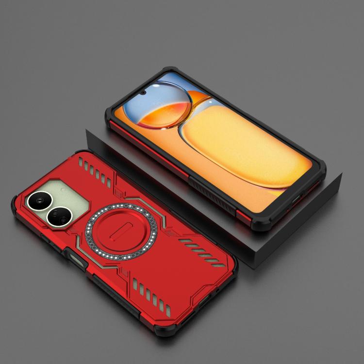 For Redmi 13C 4G Global Butterfly Armor MagSafe Magnetic Ring Shockproof Phone Case