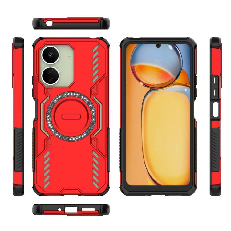 For Redmi 13C 4G Global Butterfly Armor MagSafe Magnetic Ring Shockproof Phone Case