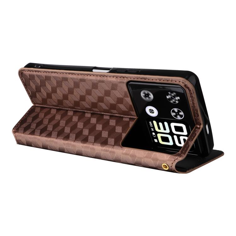 For Cubot P90 Cubic Grid Texture Flip Leather Phone Case