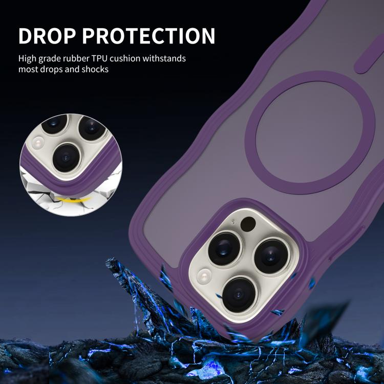 For iPhone 14 Pro Max Skin Feel Wave Texture MagSafe Phone Case