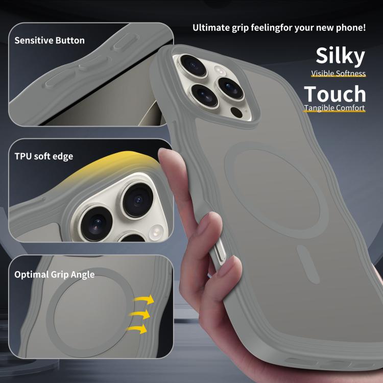 For iPhone 15 Skin Feel Wave Texture MagSafe Phone Case