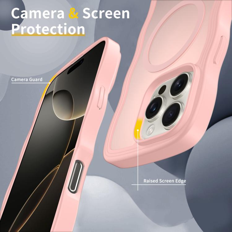 For iPhone 15 Skin Feel Wave Texture MagSafe Phone Case