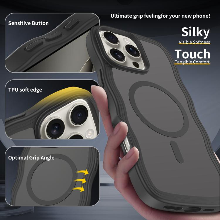 For iPhone 15 Skin Feel Wave Texture MagSafe Phone Case