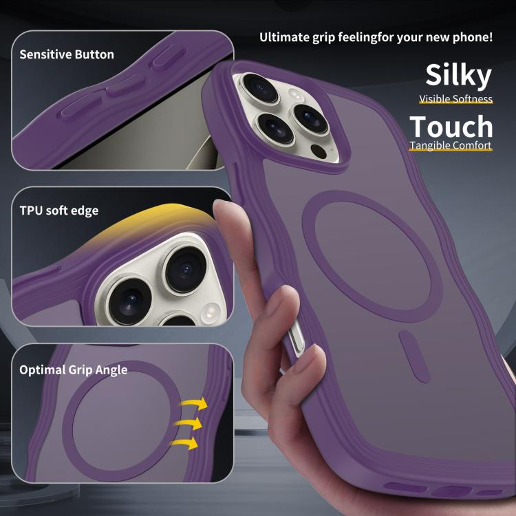 For iPhone 15 Pro Max Skin Feel Wave Texture MagSafe Phone Case