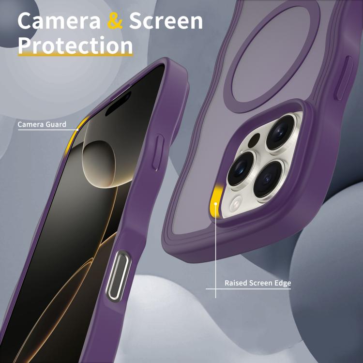 For iPhone 15 Pro Max Skin Feel Wave Texture MagSafe Phone Case
