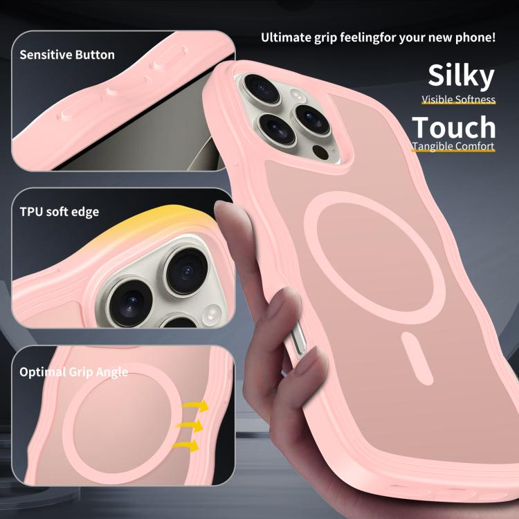 For iPhone 15 Pro Max Skin Feel Wave Texture MagSafe Phone Case