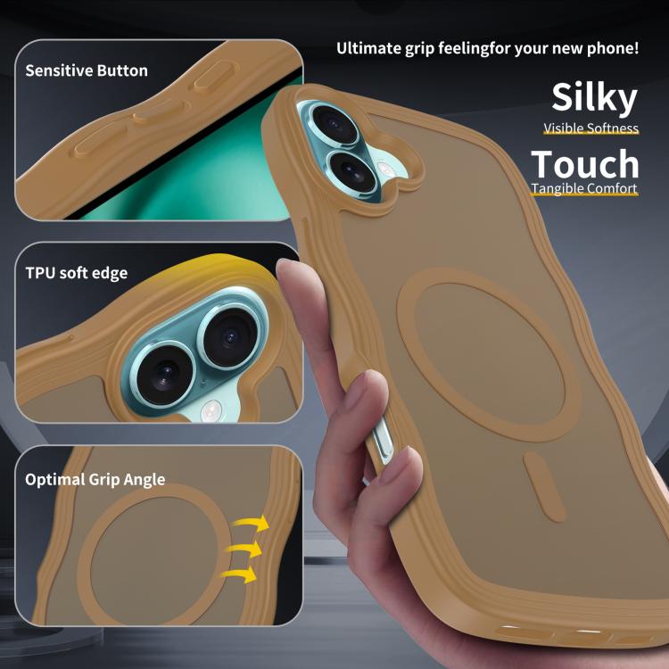 For iPhone 16 Skin Feel Wave Texture MagSafe Phone Case
