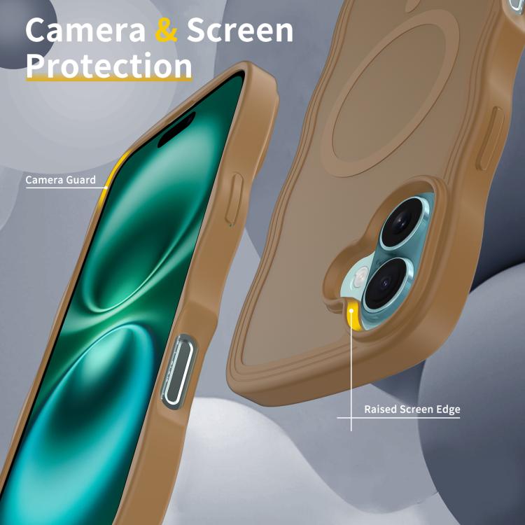 For iPhone 16 Skin Feel Wave Texture MagSafe Phone Case
