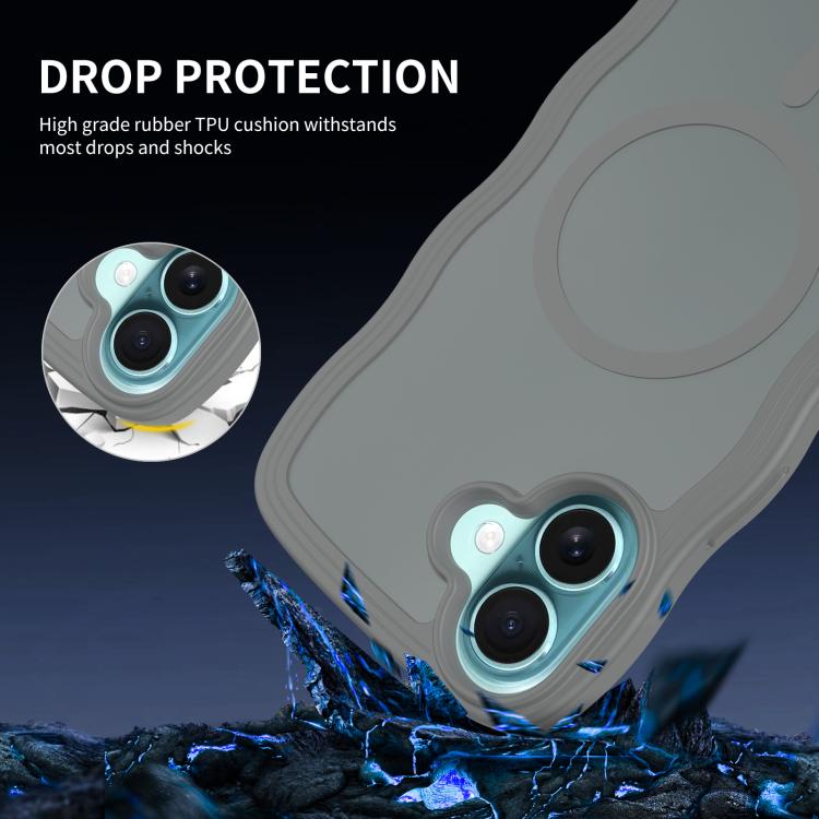 For iPhone 16 Skin Feel Wave Texture MagSafe Phone Case