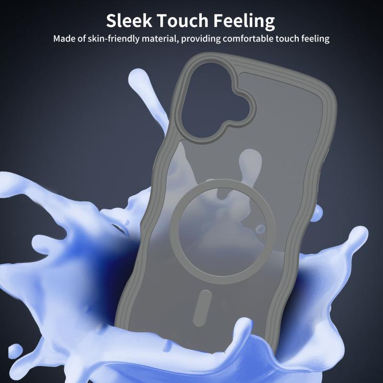 For iPhone 16 Skin Feel Wave Texture MagSafe Phone Case