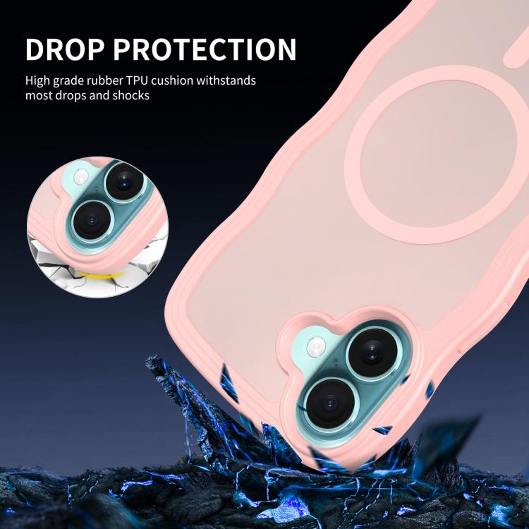 For iPhone 16 Skin Feel Wave Texture MagSafe Phone Case