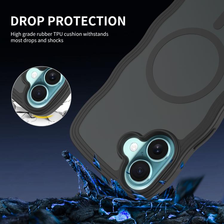 For iPhone 16 Skin Feel Wave Texture MagSafe Phone Case