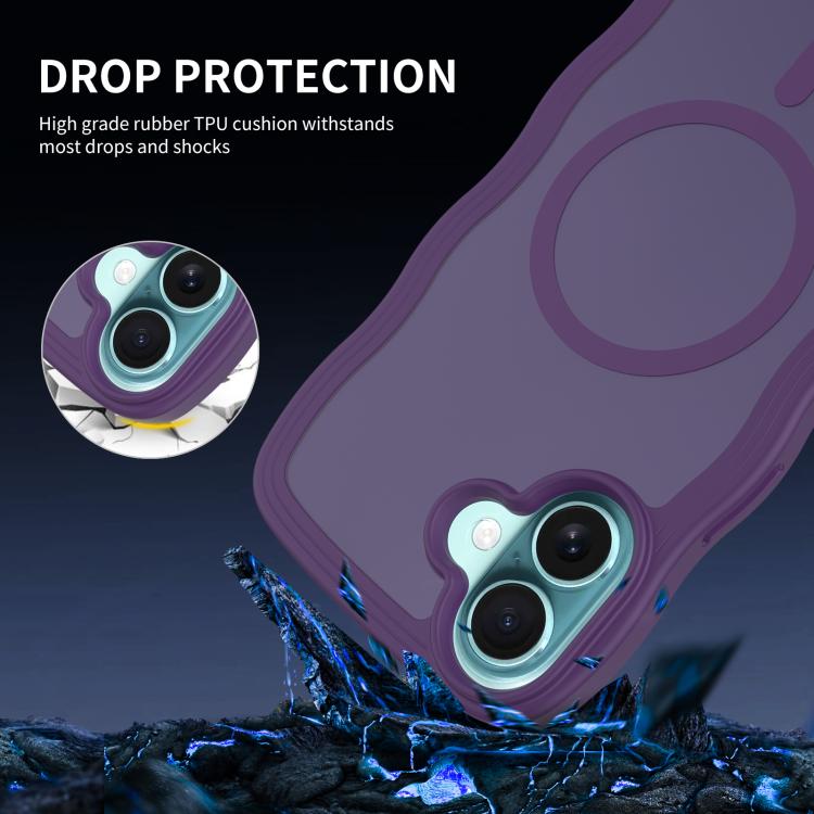 For iPhone 16 Plus Skin Feel Wave Texture MagSafe Phone Case