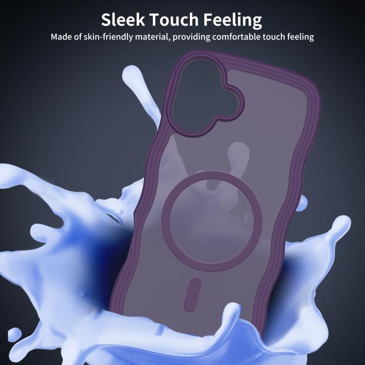 For iPhone 16 Plus Skin Feel Wave Texture MagSafe Phone Case