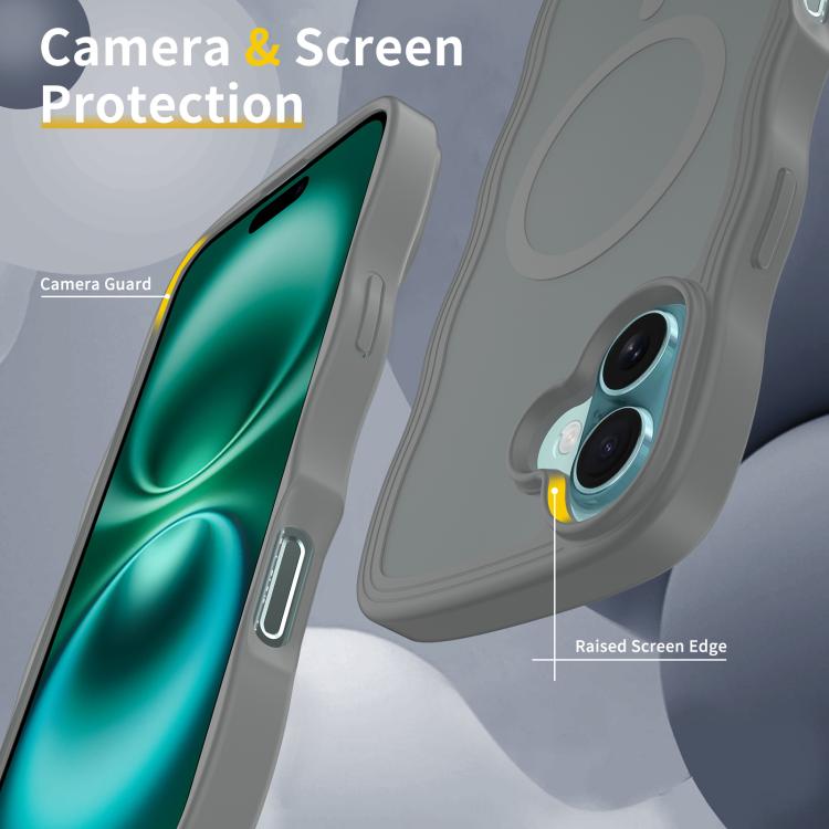 For iPhone 16 Plus Skin Feel Wave Texture MagSafe Phone Case