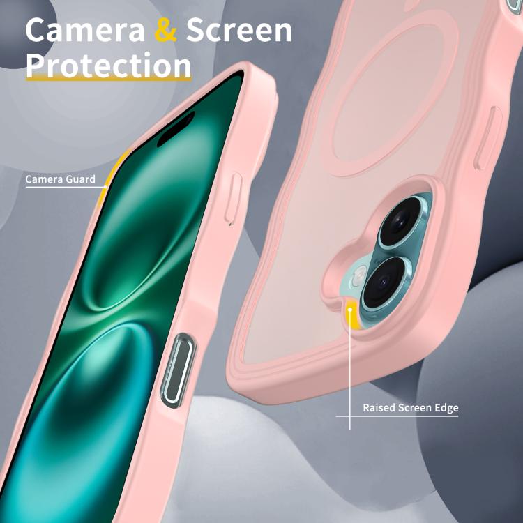 For iPhone 16 Plus Skin Feel Wave Texture MagSafe Phone Case