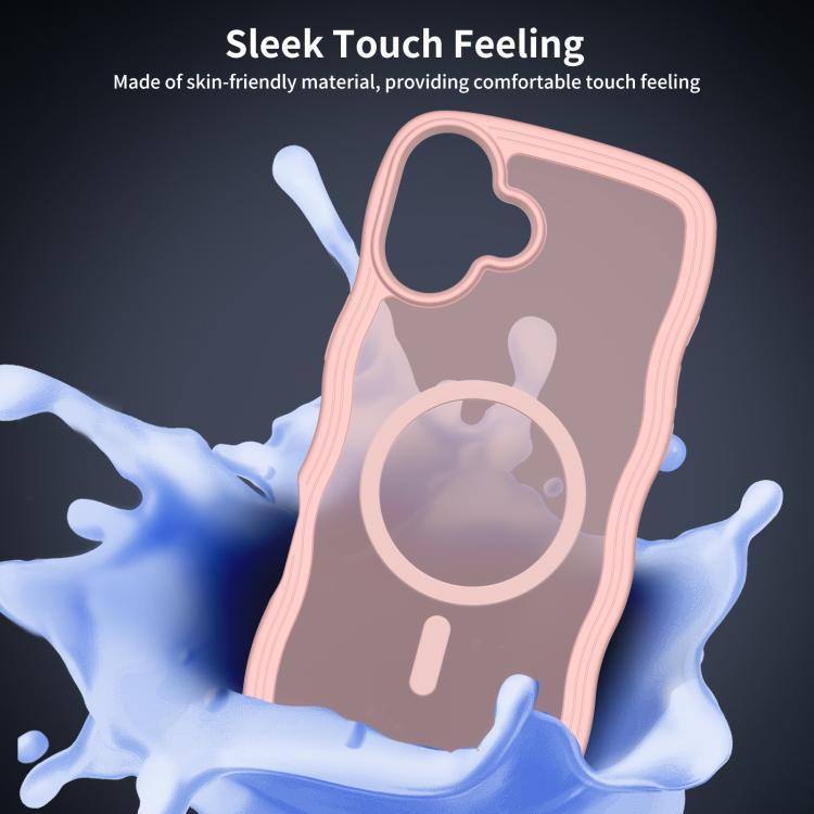 For iPhone 16 Plus Skin Feel Wave Texture MagSafe Phone Case