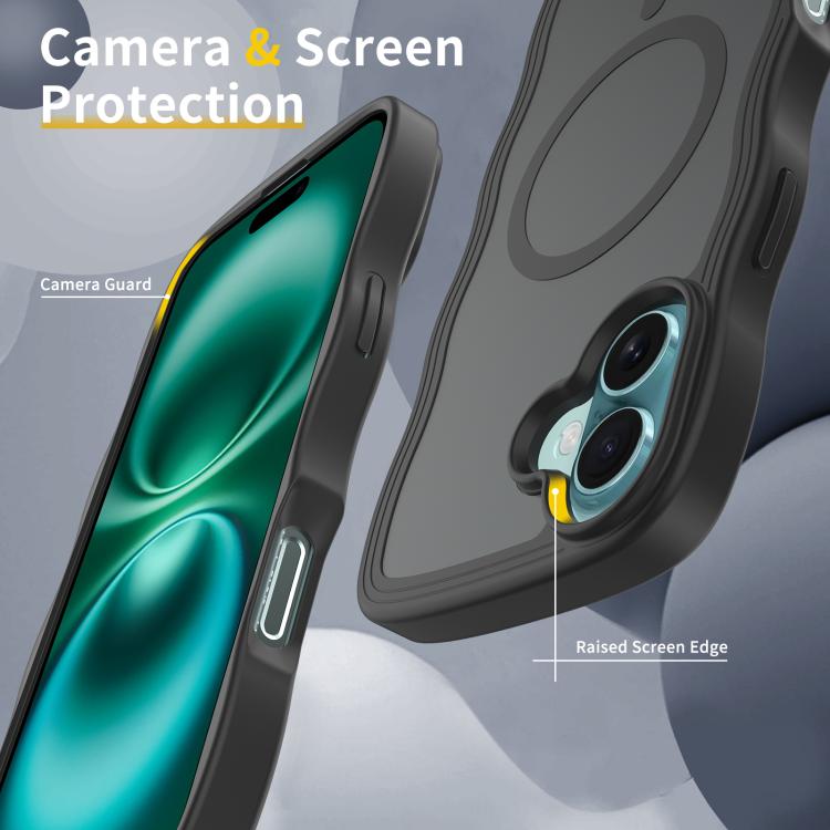 For iPhone 16 Plus Skin Feel Wave Texture MagSafe Phone Case