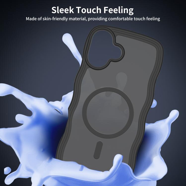 For iPhone 16 Plus Skin Feel Wave Texture MagSafe Phone Case