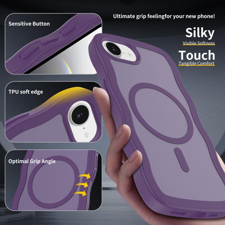 For iPhone 17e / 16e Skin Feel Wave Texture MagSafe Phone Case