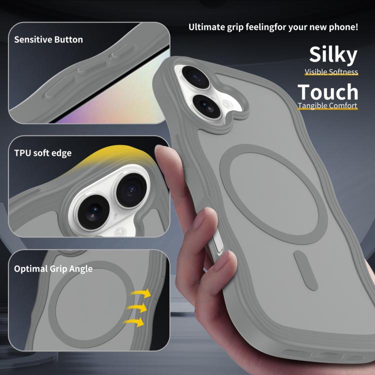 For iPhone 17 Skin Feel Wave Texture MagSafe Phone Case