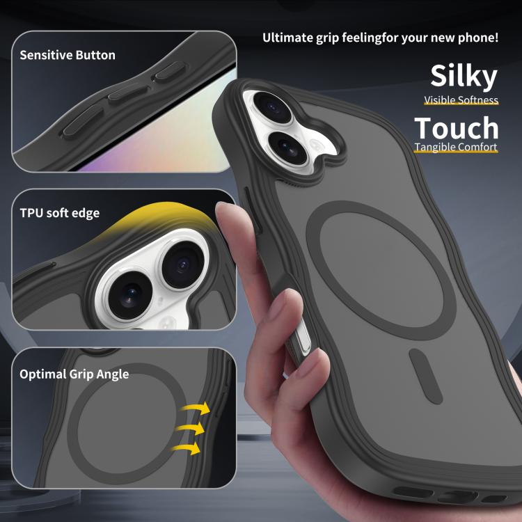 For iPhone 17 Skin Feel Wave Texture MagSafe Phone Case