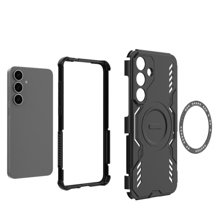 For Samsung Galaxy S25+ 5G Butterfly Armor MagSafe Magnetic Ring Shockproof Phone Case