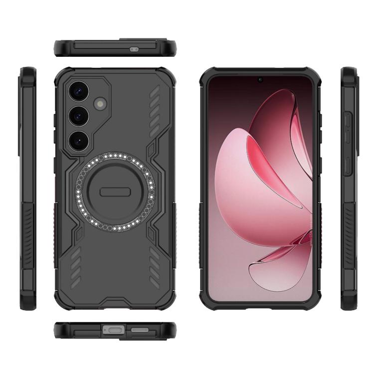 For Samsung Galaxy S25+ 5G Butterfly Armor MagSafe Magnetic Ring Shockproof Phone Case