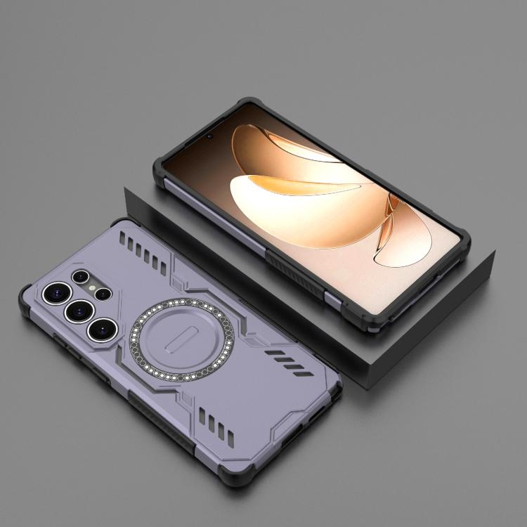 For Samsung Galaxy S25 Ultra 5G Butterfly Armor MagSafe Magnetic Ring Shockproof Phone Case