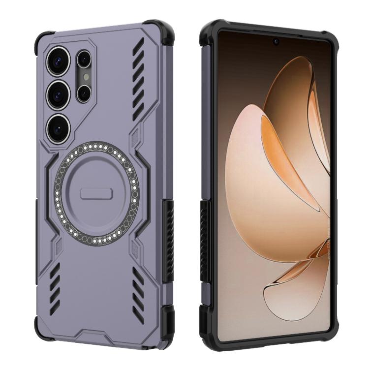 For Samsung Galaxy S25 Ultra 5G Butterfly Armor MagSafe Magnetic Ring Shockproof Phone Case