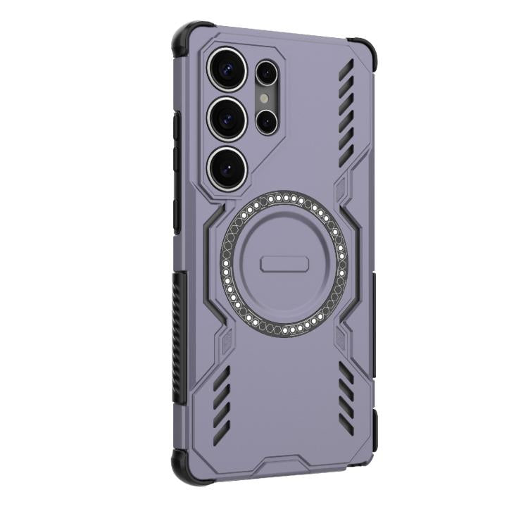 For Samsung Galaxy S25 Ultra 5G Butterfly Armor MagSafe Magnetic Ring Shockproof Phone Case