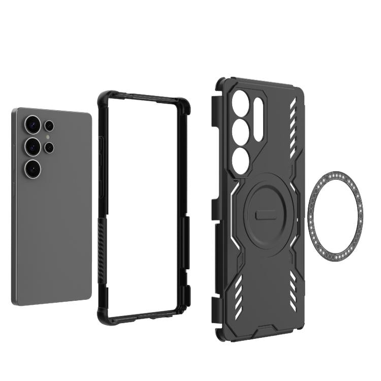 For Samsung Galaxy S25 Ultra 5G Butterfly Armor MagSafe Magnetic Ring Shockproof Phone Case
