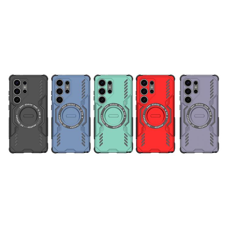 For Samsung Galaxy S25 Ultra 5G Butterfly Armor MagSafe Magnetic Ring Shockproof Phone Case
