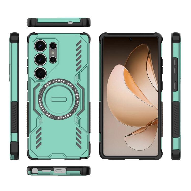 For Samsung Galaxy S25 Ultra 5G Butterfly Armor MagSafe Magnetic Ring Shockproof Phone Case