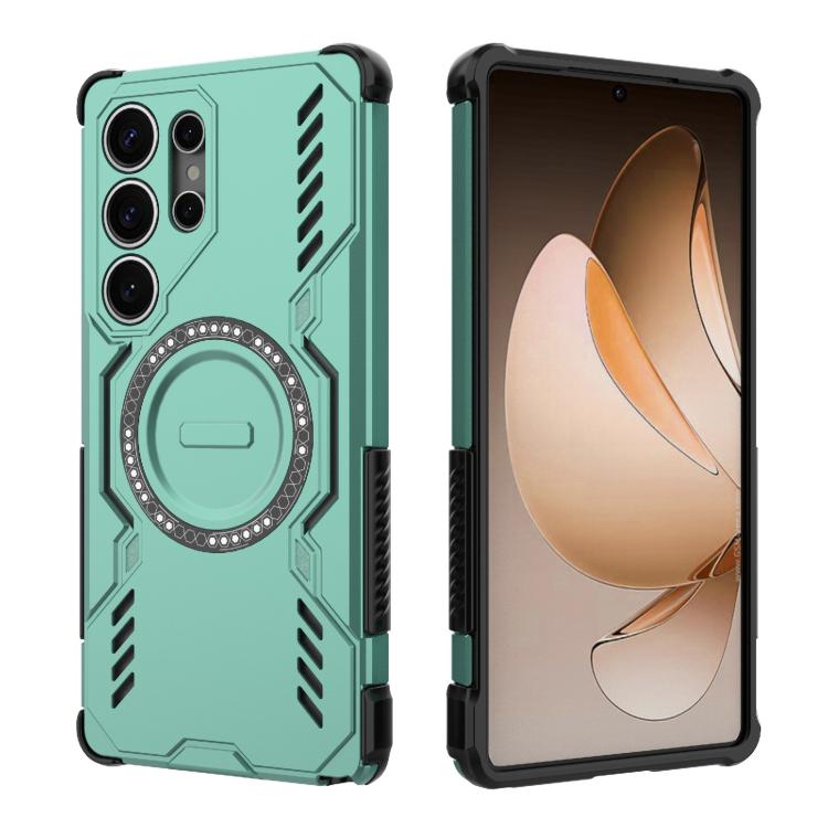 For Samsung Galaxy S25 Ultra 5G Butterfly Armor MagSafe Magnetic Ring Shockproof Phone Case